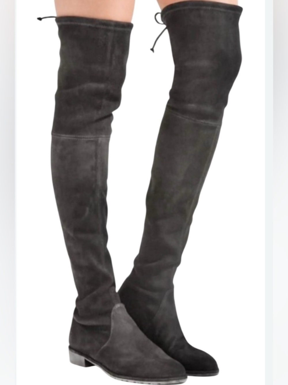 Stuart Weitzman Lowland Over-the-Knee Boots Grey Suede Size 6.5